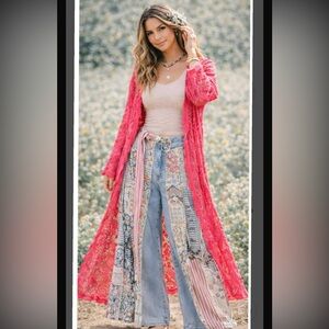 🆕 POL Long Soft & Cozy Vibrant Coral Red warm/comfy Cardigan